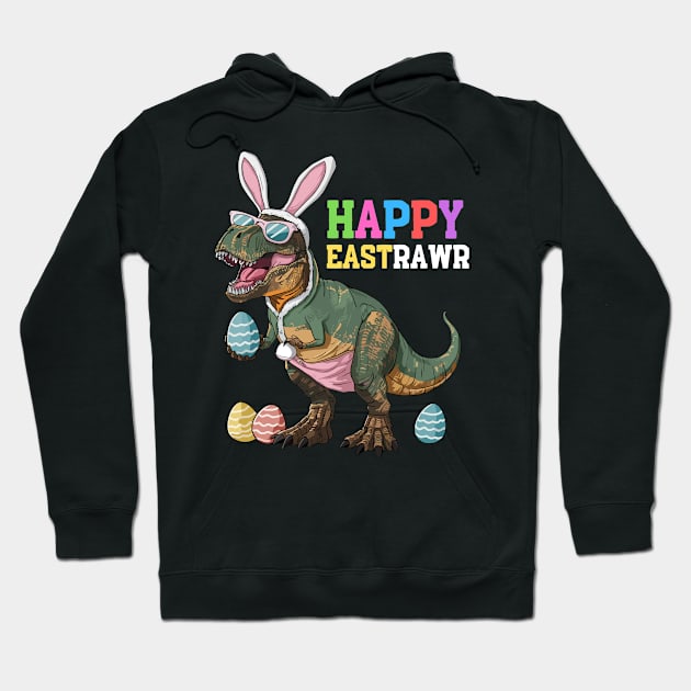 Happy Eastrawr T Rex Easter Bunny Dinosaur Eggs Boys Kids Hoodie by Shopinno Shirts